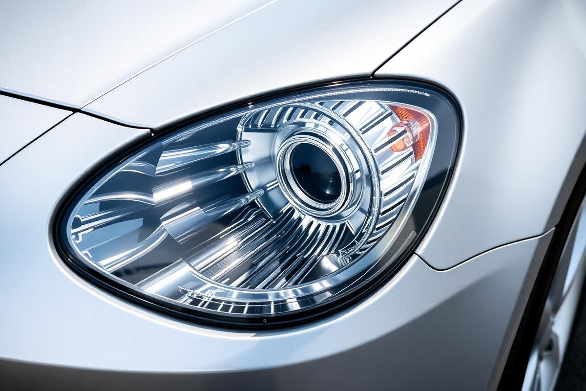 Crystal clear headlight lens after professional restoration